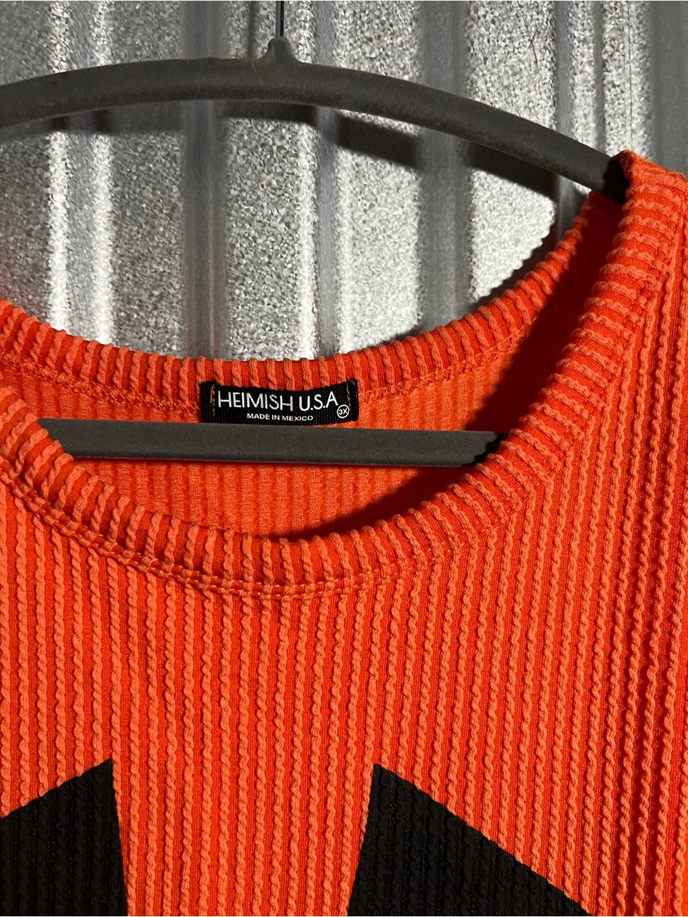 HEIMISH USA Orange Ribbed Knit Halloween Top with Black Pumpkin Detail 3X NWOT - Picture 2 of 4
